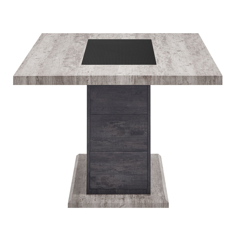 D8030 - Dining Table With 2 Storage Drawers And 1 Storage Door - Black / Brown