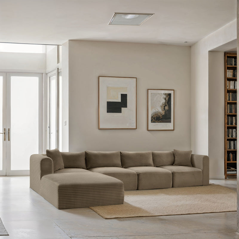 Shaggy - Fabric 5 Piece Modular Sectional With Ottoman