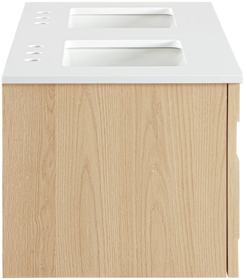 Leonardo - Engineered Stone And Solid Wood 24" Wall Mounted Bathroom Vanity