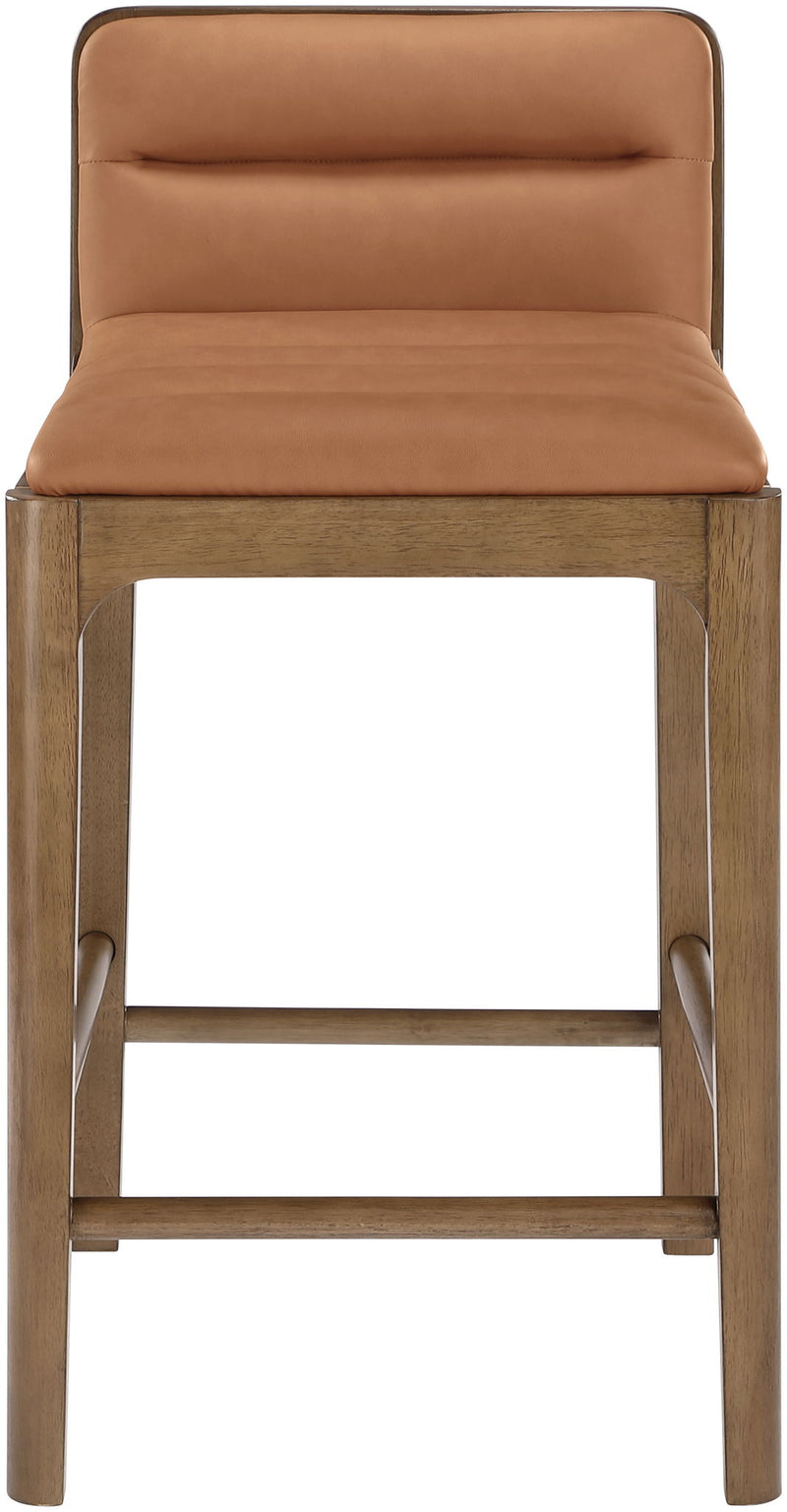 Ellis - Vegan Leather Upholstered Counter Stool (Set of 2) - Brown Base