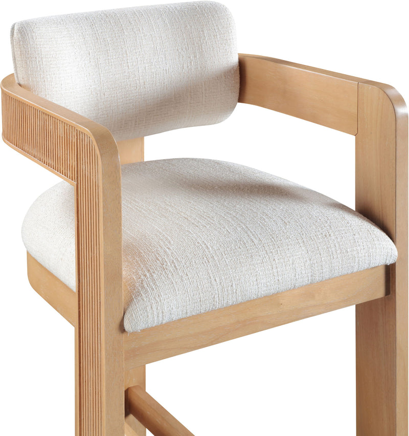 Sacha - Linen Stool With Natural Base