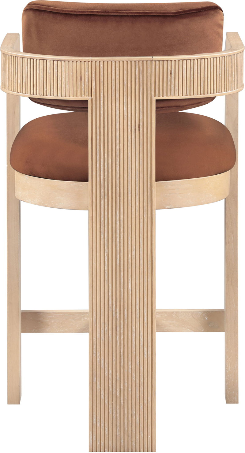 Sacha - Velvet Stool With Natural Base