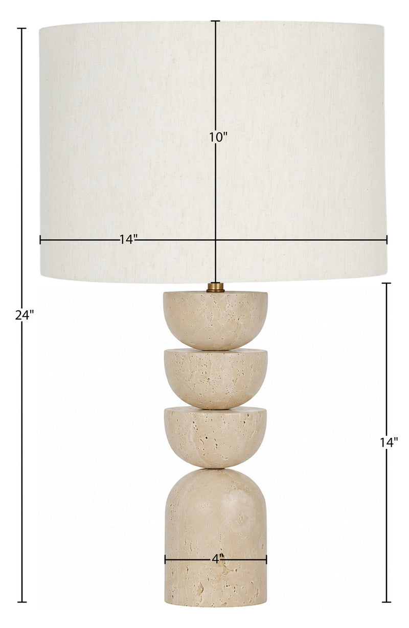 Opus - Travertine, Linen Textured Fabric And Brass Table Lamp - Travertine