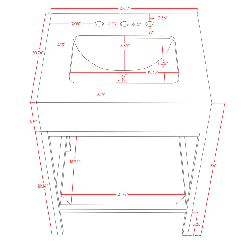 Marmo - Engineered Marble Bathroom Vanity With Black Base