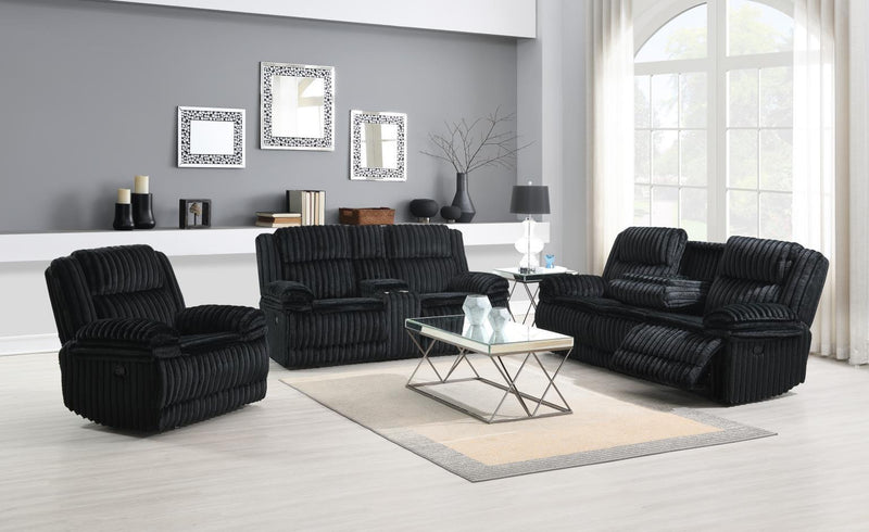 U112 - Corduroy Motion Sofa With Dropdown - Black