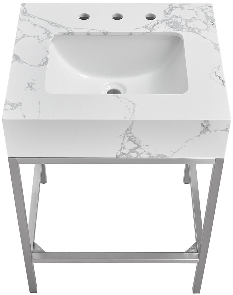 Marmo - Engineered Marble Bathroom Vanity With Chrome Base