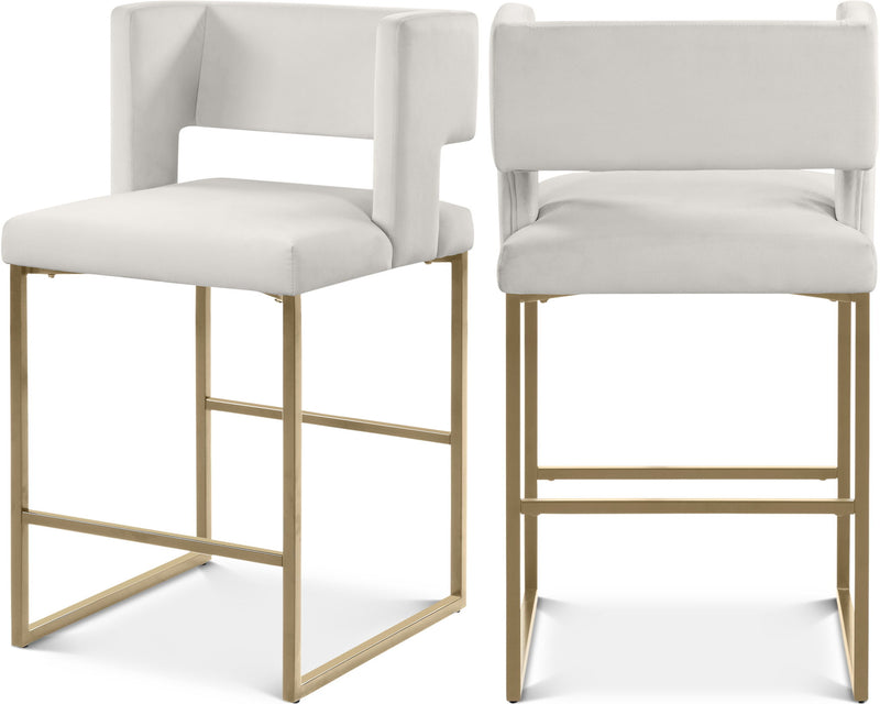 Caleb - Counter Stool with Gold Legs (Set of 2)