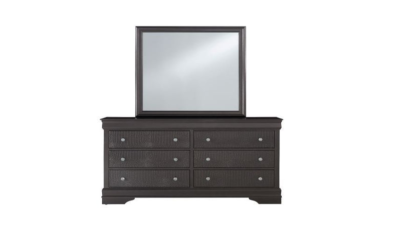 Pompei - 4 Piece King Bedroom Set (Bed With LED, Dresser, Mirror, Nightstand) - Gray