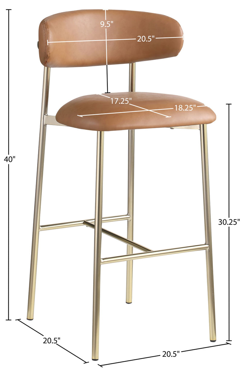 Lupita - Vegan Leather Upholstered Bar Stool With Brushed Gold Frame (Set of 2)