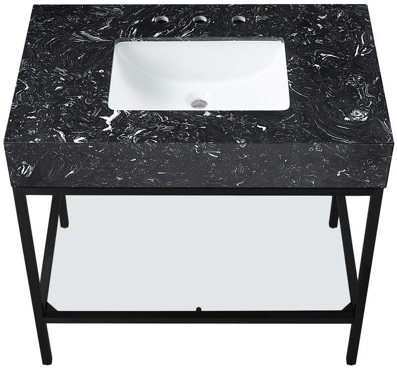 Marmo - Engineered Marble Bathroom Vanity With Black Base