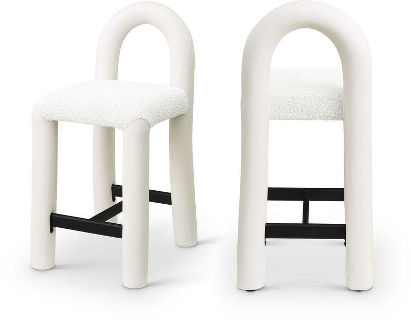 Amari - Vegan Leather and Boucle Fabric Stool