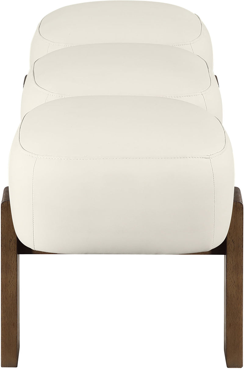 Woodcrest - Vegan Leather Upholstered Bench - Painted Brown Walnut Base