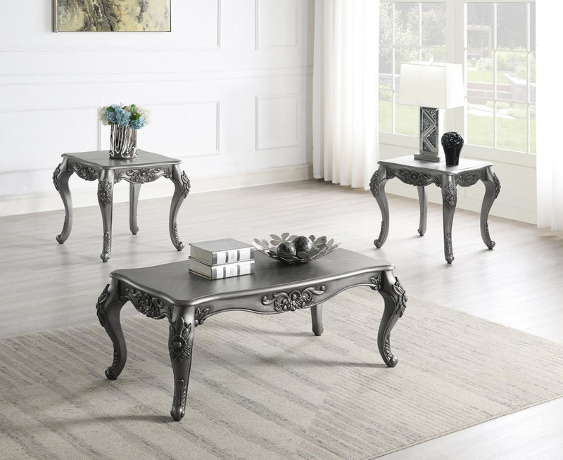 T206 - Coffee Table & 2 End Tables - Silver
