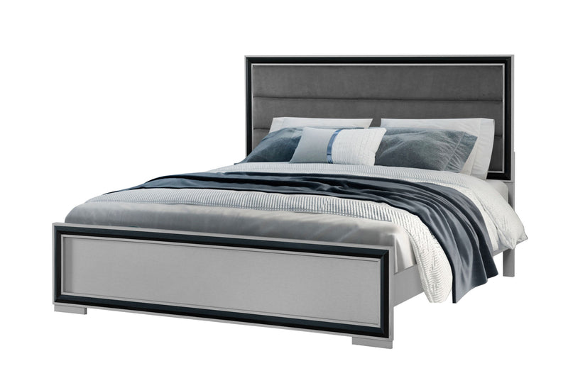 Amelia - 5 Piece Full Bedroom Set With LED, Cooler And Speaker - Black / Gray