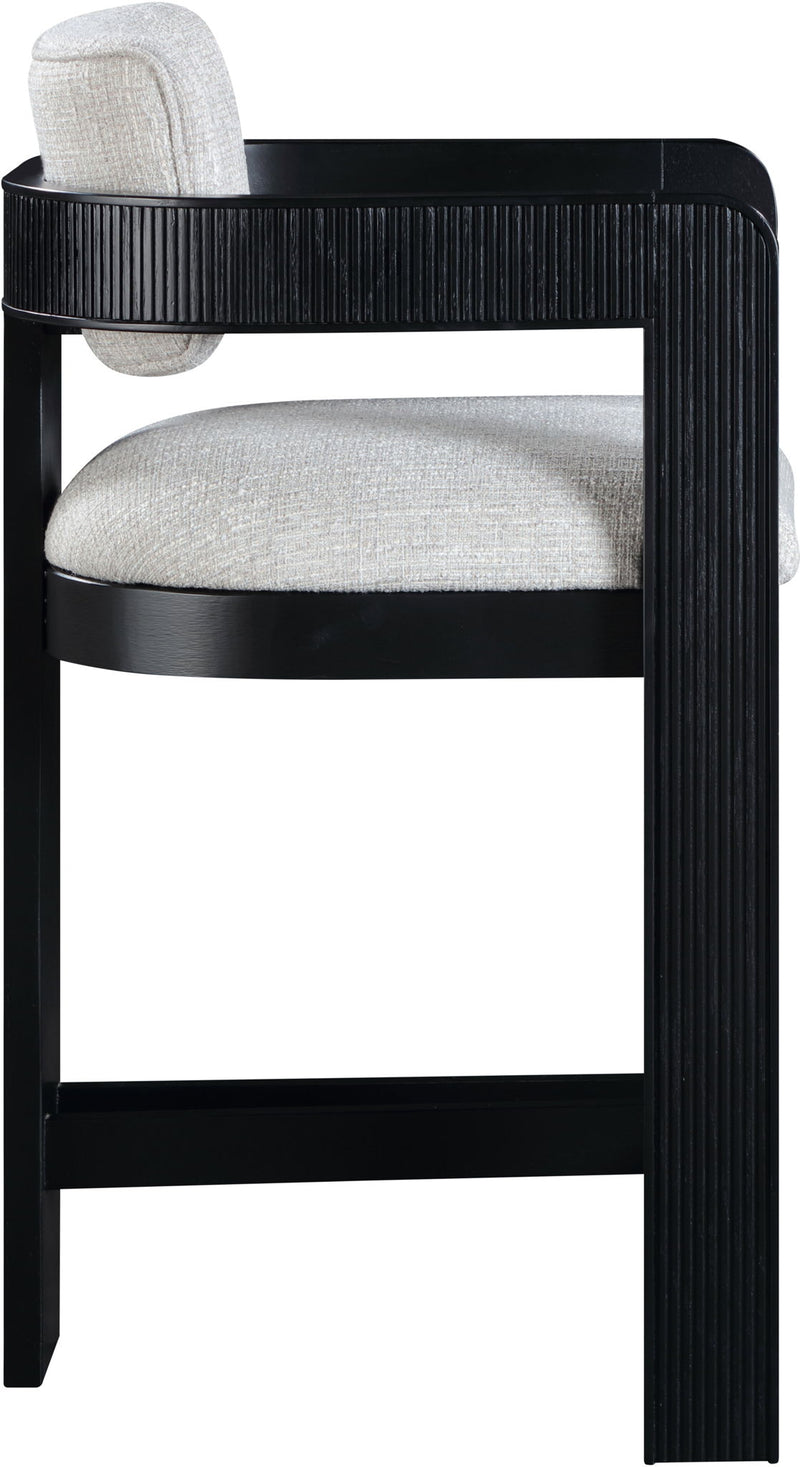 Sacha - Linen Stool With Black Base