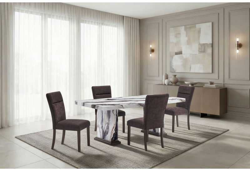 D8030 - Dining Table With 2 Storage Drawers And 1 Storage Door - Black / Brown