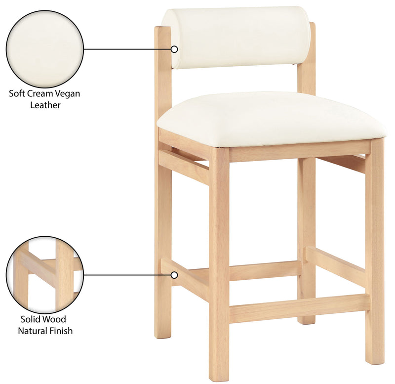 Roundhill - Faux Leather Counter Stool - Natural Frame