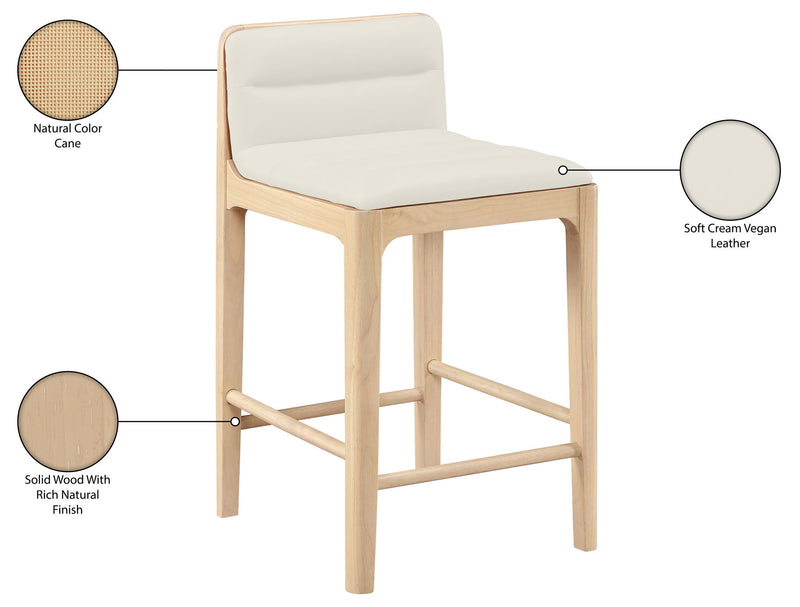 Ellis - Vegan Leather Upholstered Counter Stool (Set of 2) - Natural Base