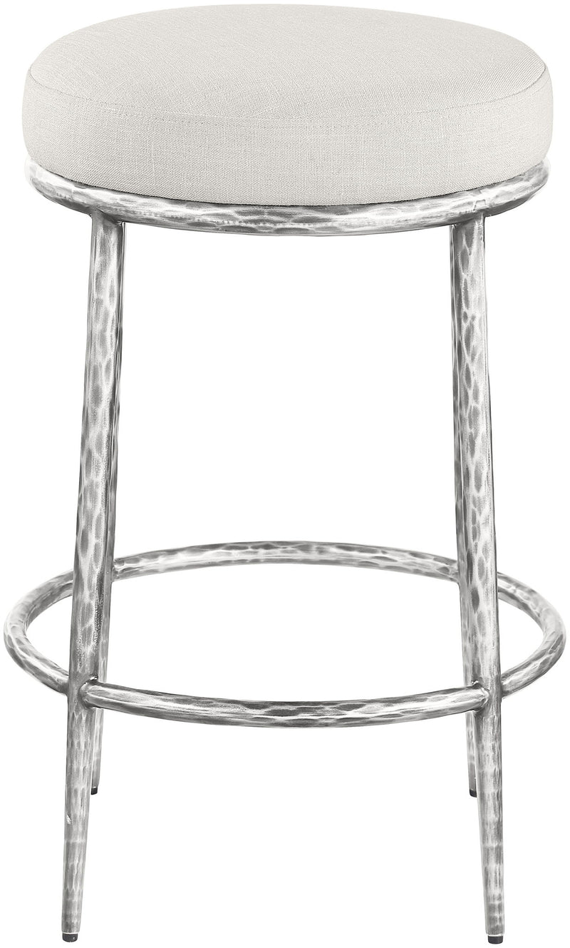 Ferro - Upholstered Backless Counter Stool With Brushed Silver Base