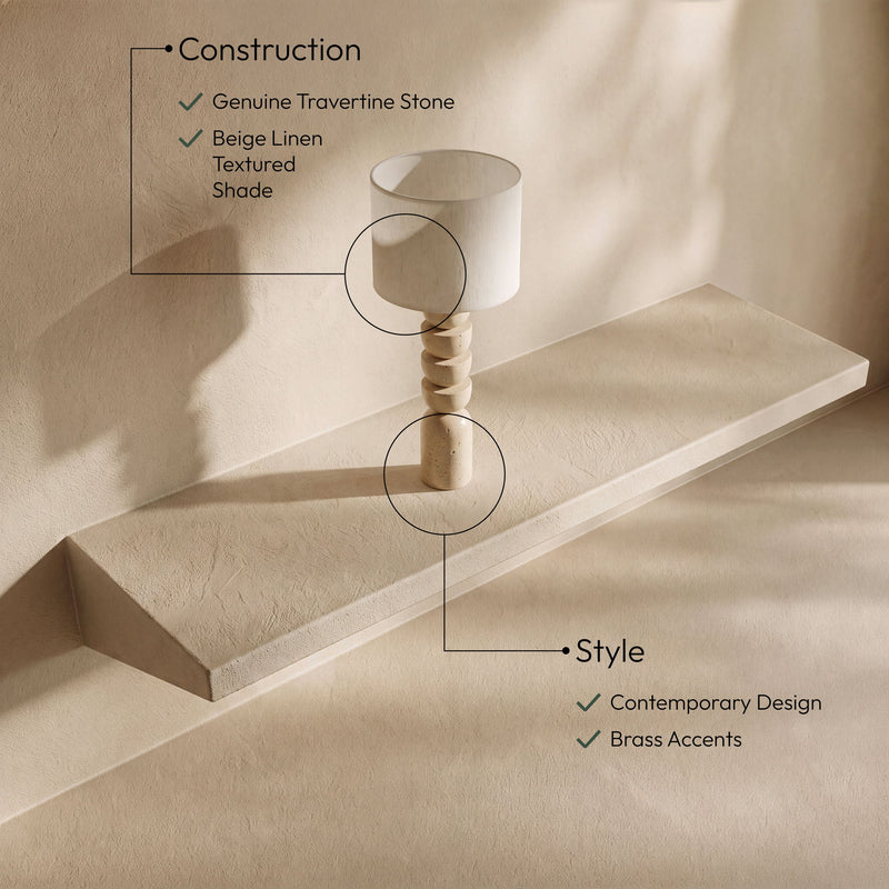 Opus - Linen Textured Fabric And Brass Table Lamp