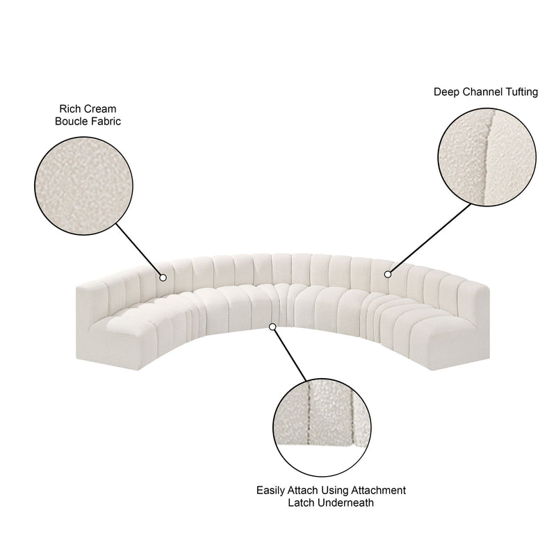 Arc - Boucle Fabric 7 Piece U-Shaped Modular Sofa