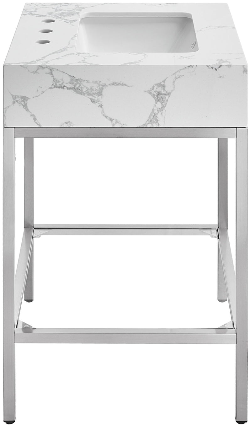 Marmo - Engineered Marble Bathroom Vanity With Chrome Base
