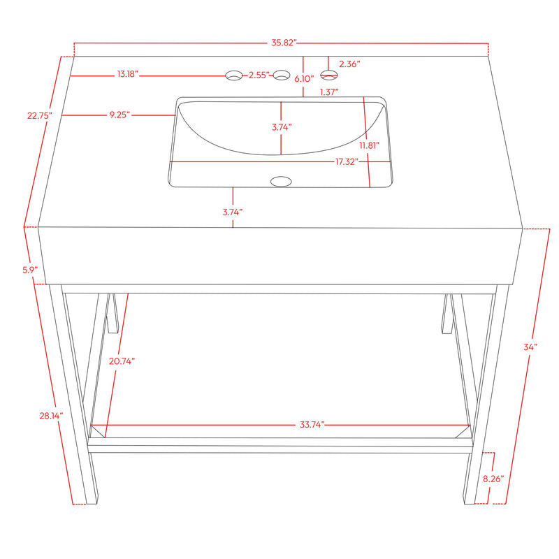 Marmo - Engineered Marble Bathroom Vanity With Black Base