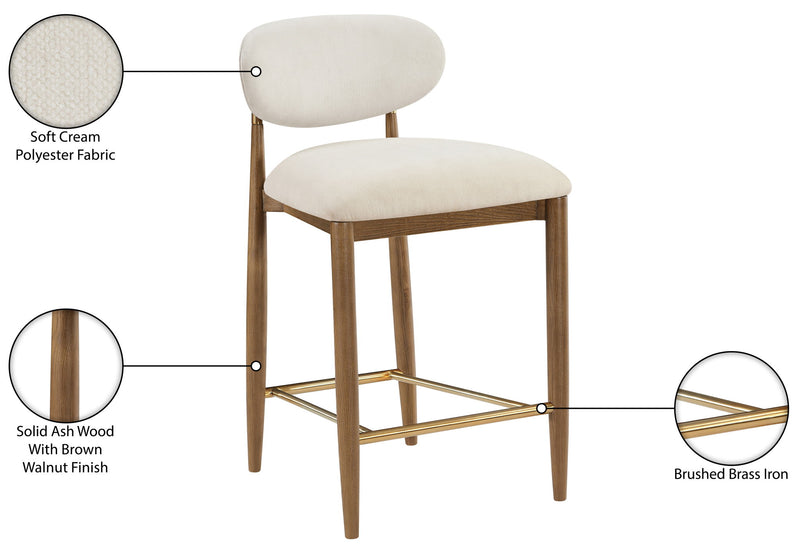 Riccio - Fabric Stool - Walnut Frame