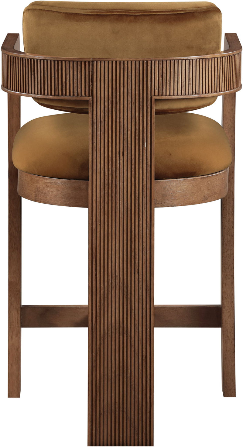 Sacha - Velvet Stool With Brown Base