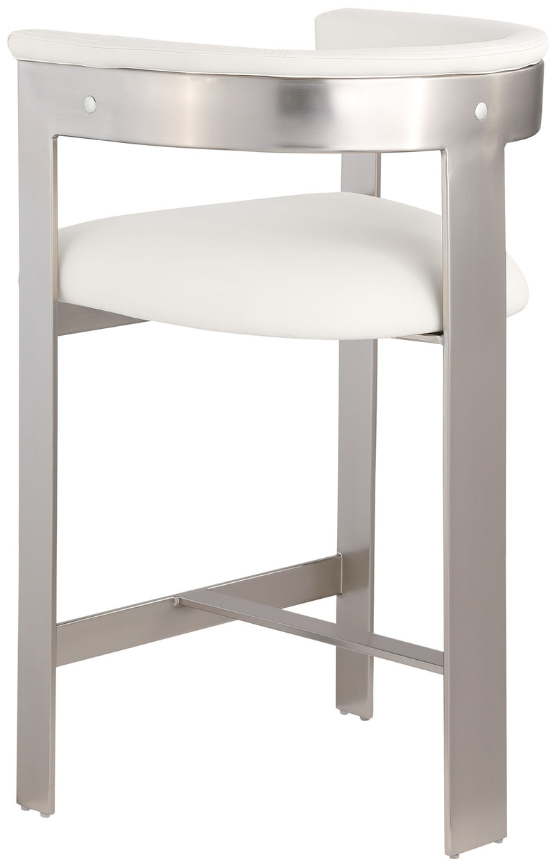 Romeo - Faux Leather Counter Stool With Silver Base (Set of 2)