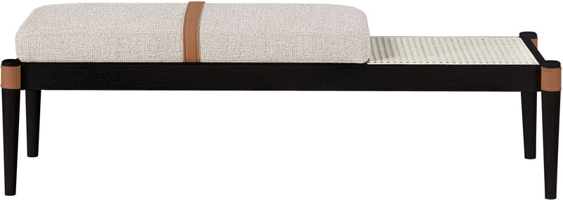 Nara - Linen Textured Fabric Upholstered Bench - Painted Black