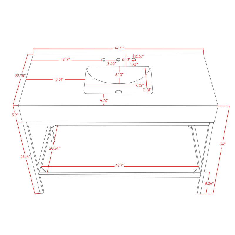 Marmo - Engineered Marble Bathroom Vanity With Black Base