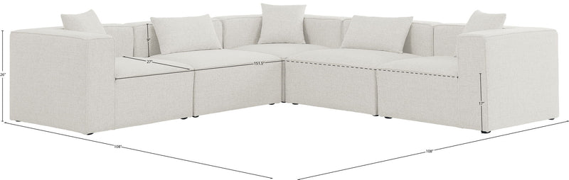 Cube - Linen 5 Piece Modular Corner Sectional