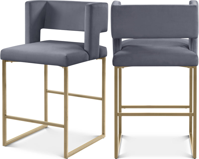 Caleb - Counter Stool with Gold Legs (Set of 2)
