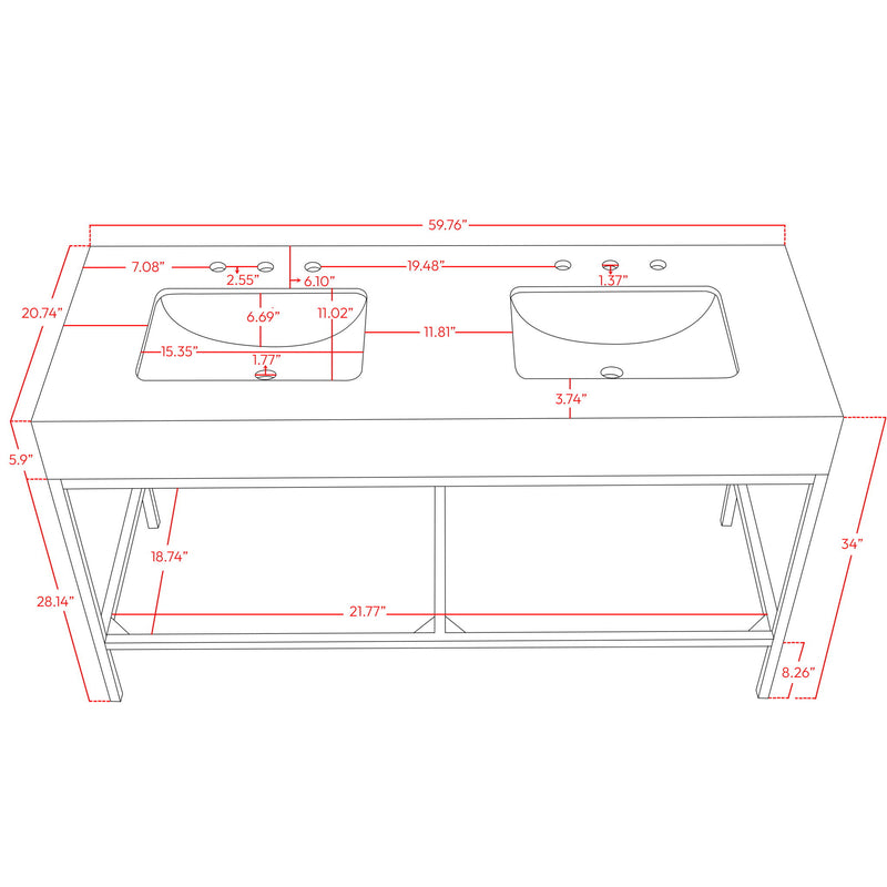 Marmo - Engineered Marble Bathroom Vanity With Black Base