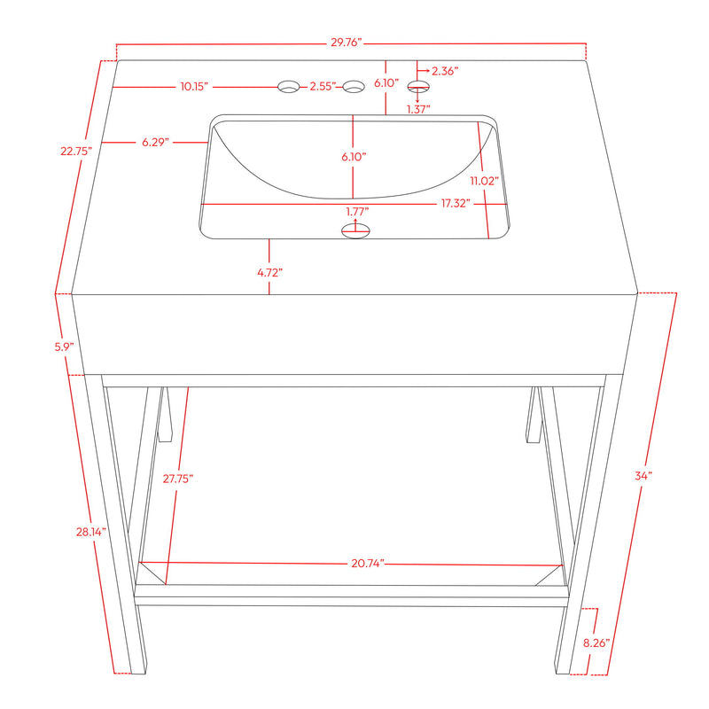 Marmo - Engineered Marble Bathroom Vanity With Chrome Base
