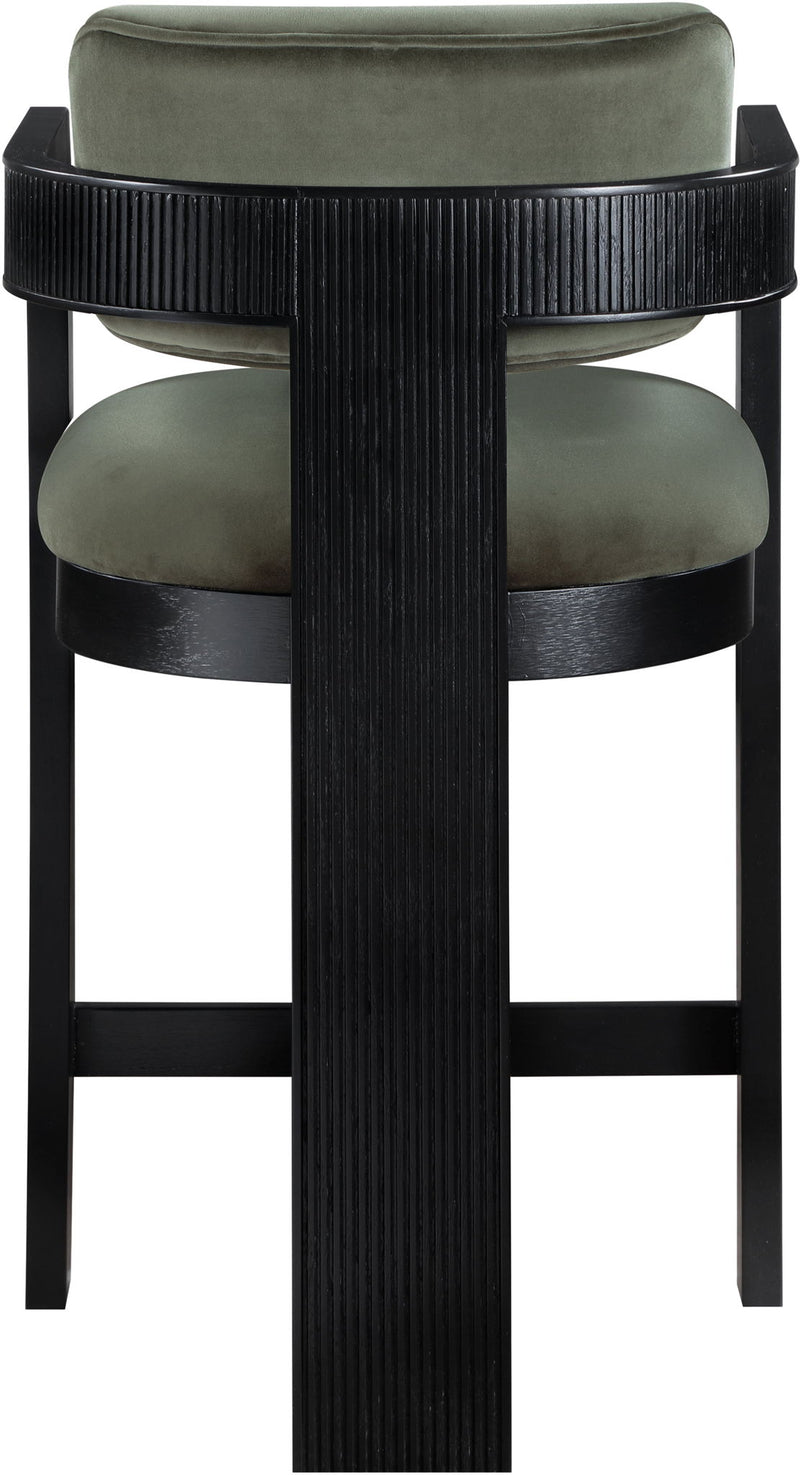 Sacha - Velvet Stool With Black Base