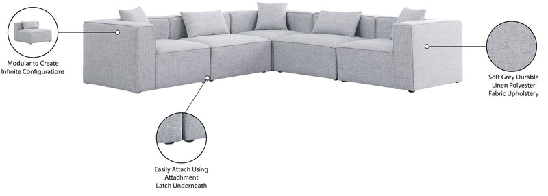 Cube - Linen 5 Piece Modular Corner Sectional