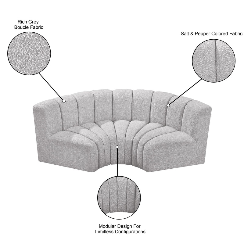 Arc - Boucle Fabric 3 Piece Modular U-Shaped Sofa