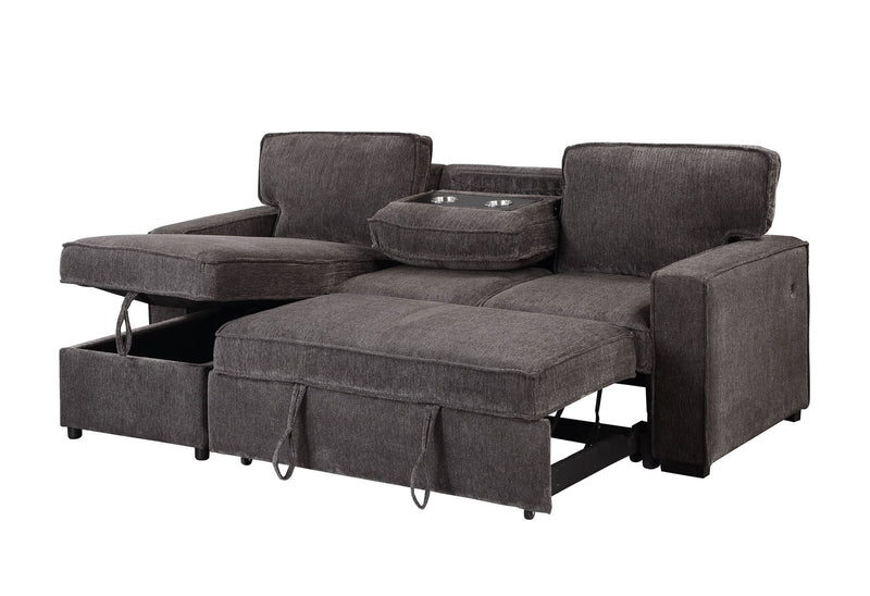 U0203 - Reversible Pull Out Fabric Sofa Bed - Dark Gray