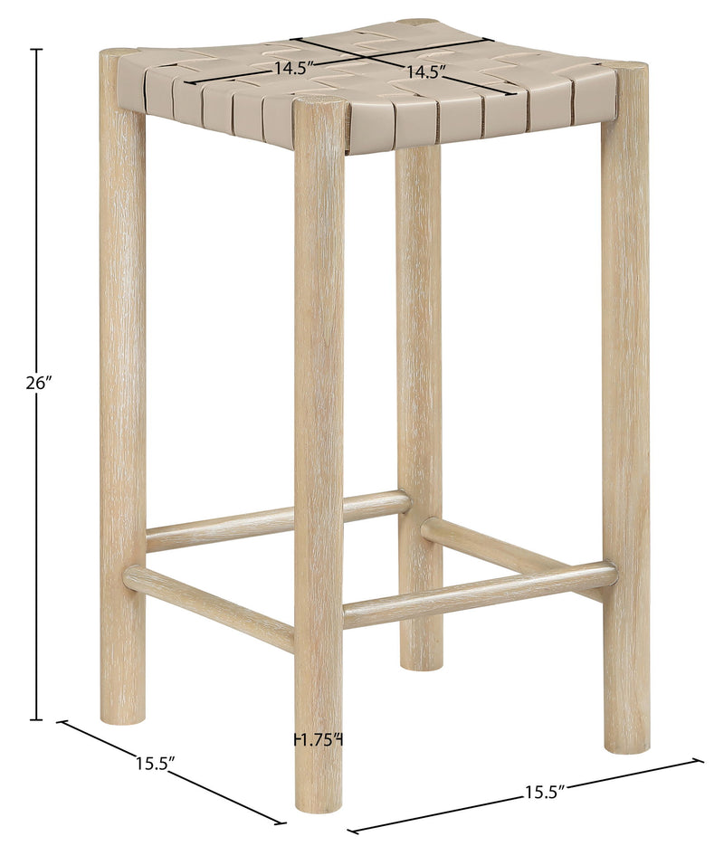 Entwine - Vegan Leather Upholstered Backless Counter Stool - Painted Natural