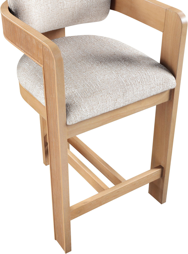 Sacha - Linen Stool With Natural Base