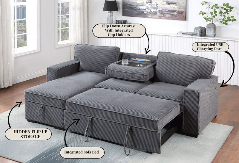 U0203 - Reversible Sofa Bed - Light Gray