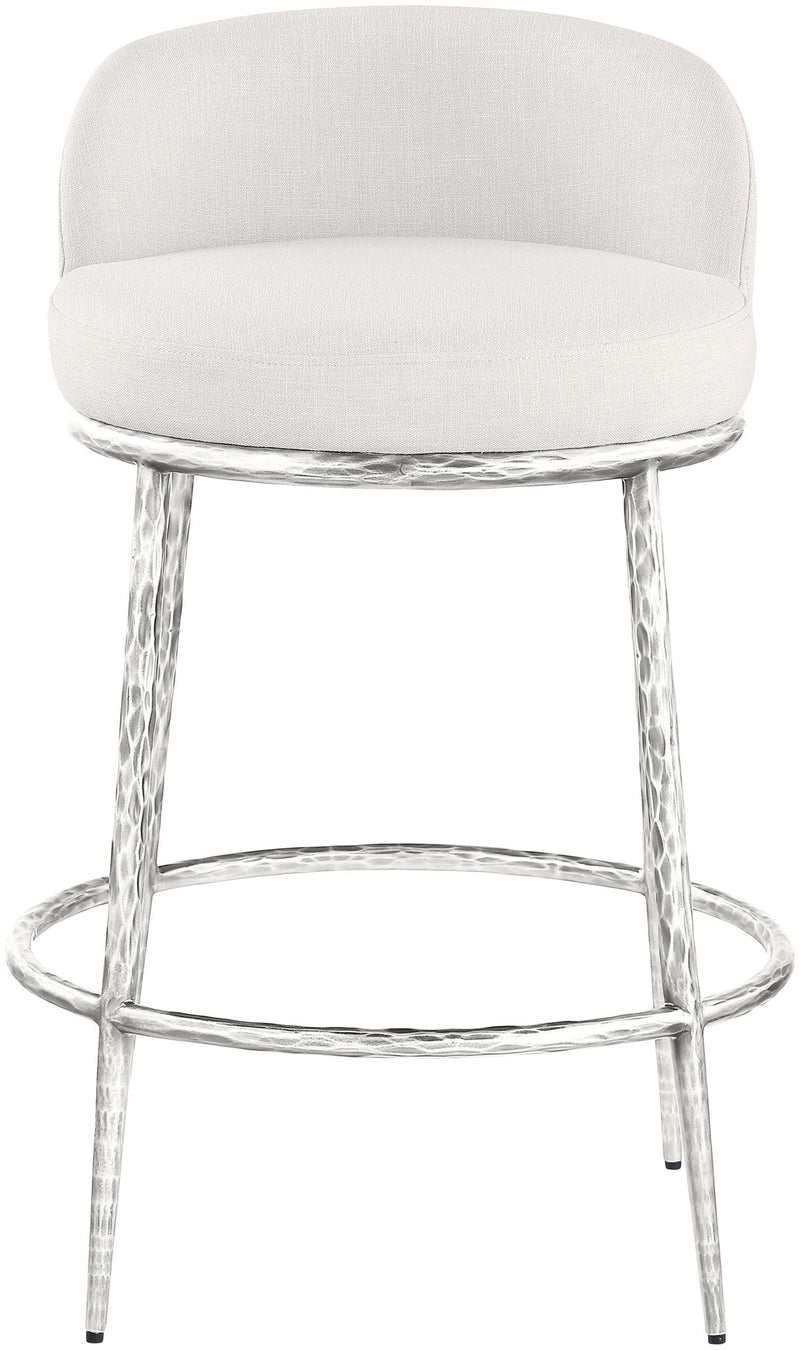 Ferro - Upholstered Counter Stool With Brushed Silver Base