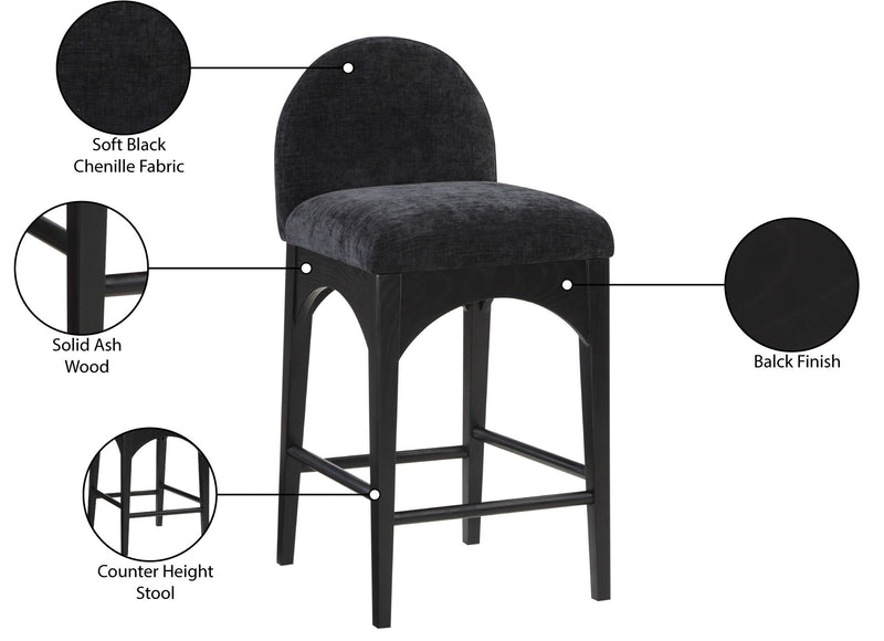 Waldorf - Chenille Stool With Black Legs