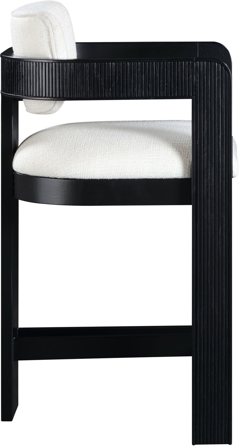Sacha - Linen Stool With Black Base