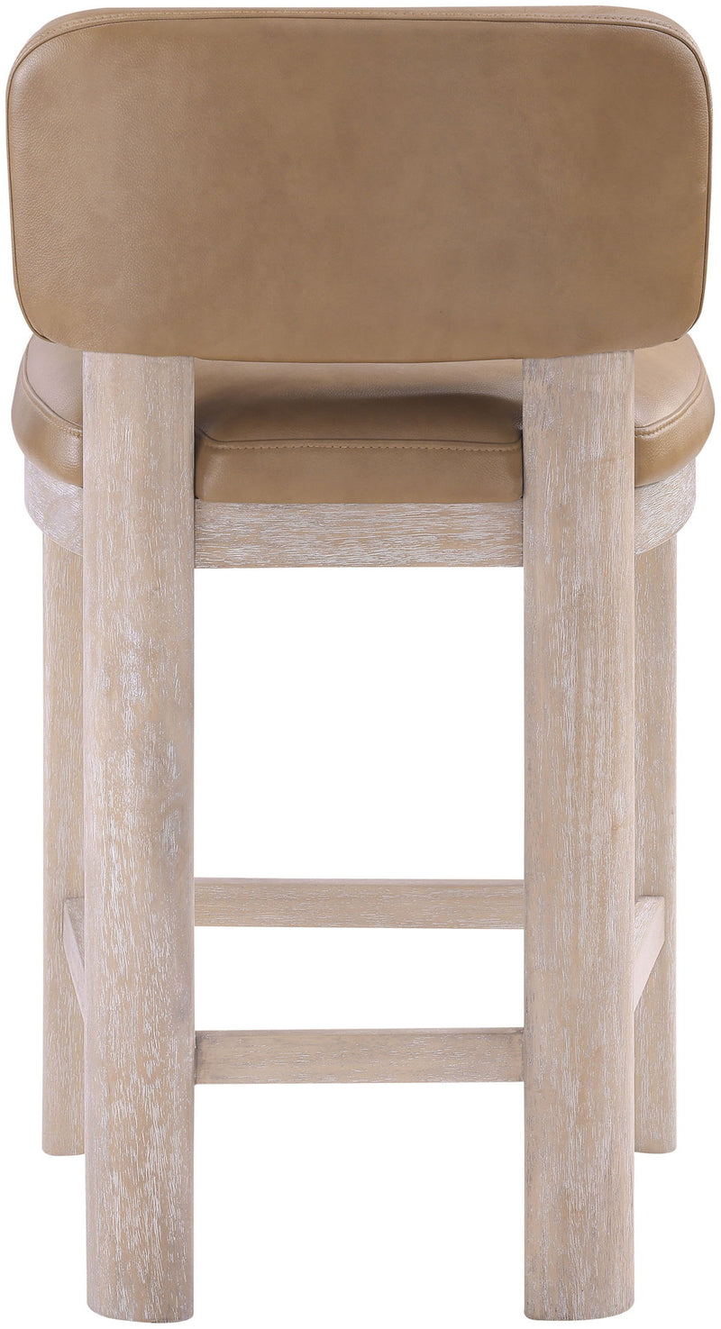 Paloma - Vegan Leather Upholstered Counter Stool (Set of 2) - Tan / Rich Natural