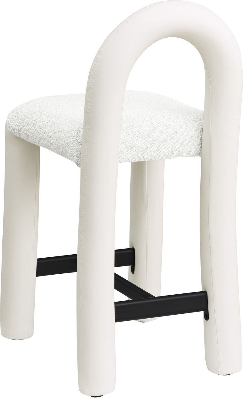 Amari - Vegan Leather and Boucle Fabric Stool