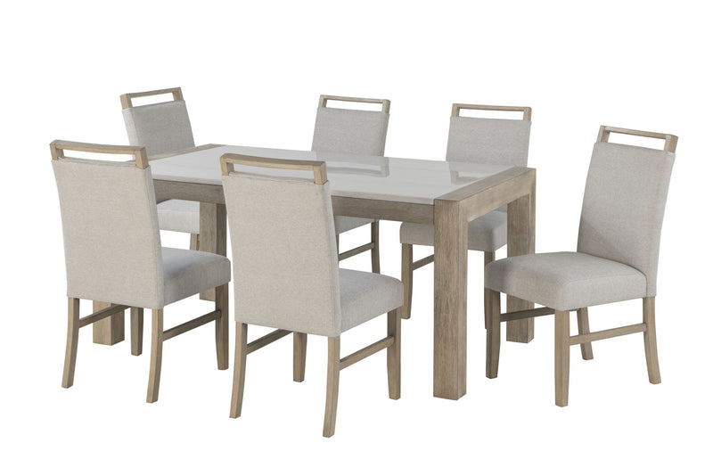 D1321 - 9 Piece Dining Room Set (Dining Table And 8 Dining Chairs) - Light Gray / White
