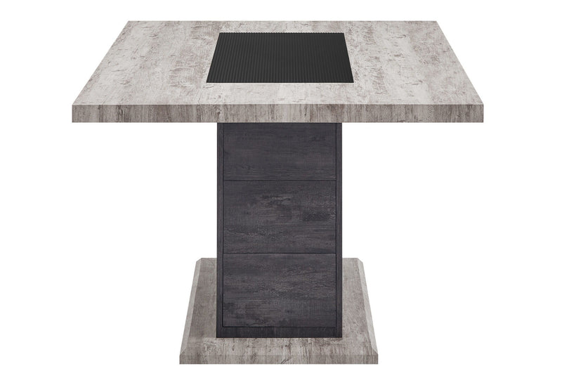 D8030 - Dining Table With 2 Storage Drawers And 1 Storage Door - Black / Brown